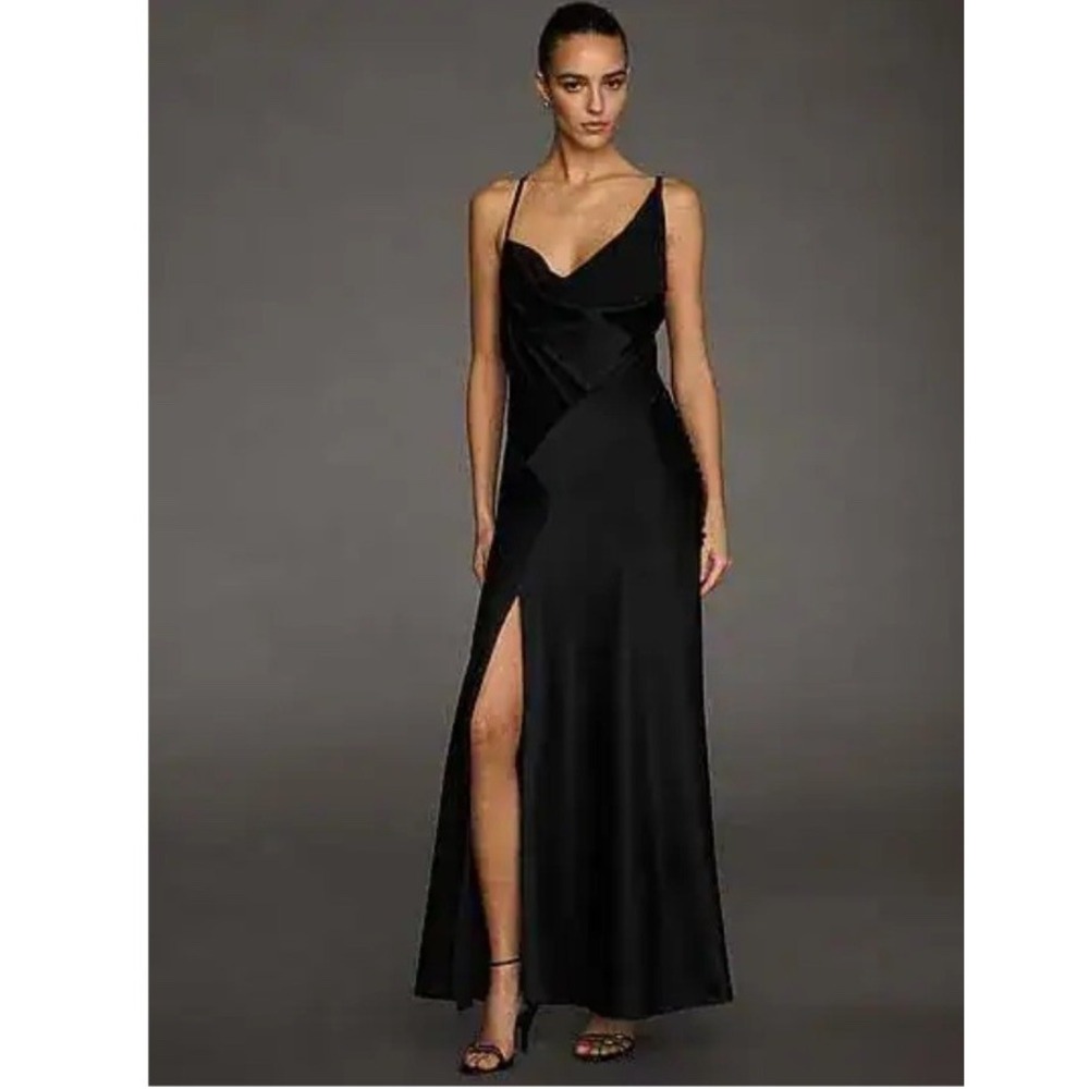 FLAWED* Victoria's Secret Altuzarra Atelier Black Satin Bias Cut Maxi Dress M
